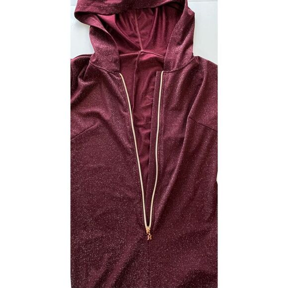 Savage X Fenty Sleep & Shine Hooded Onesie Red Cocoa Full Zip Lounge Size Medium - Picture 4 of 8